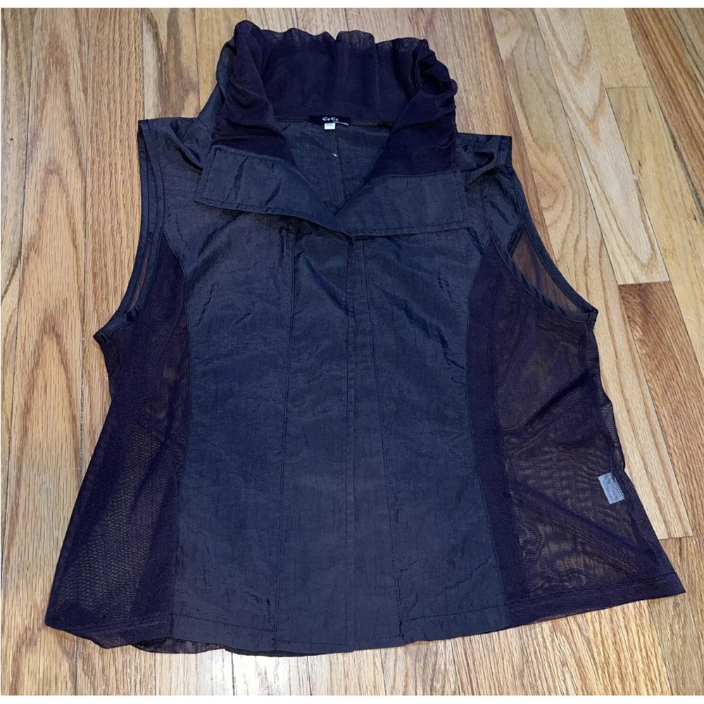 RARE FIND! Vintage Coco Black Vest top Shirt High Puff Collar S street wear!!